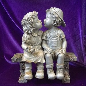 COLLECTIONS etc. Resin First Kiss Puppy Love Garden Sculpture